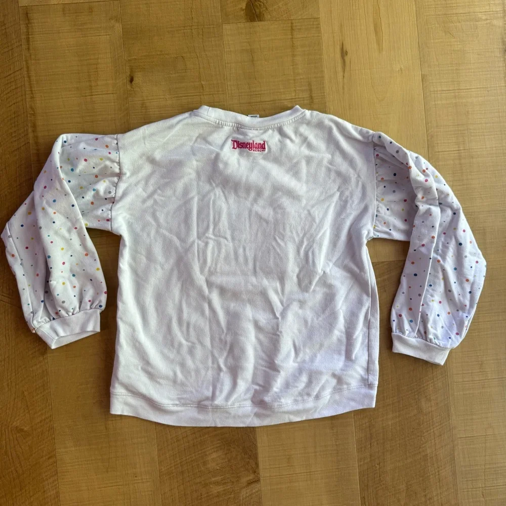 Disney Parks Minnie Mouse Polka Dot Puff Sleeve‎ Sweatshirt White Girls XL 14A